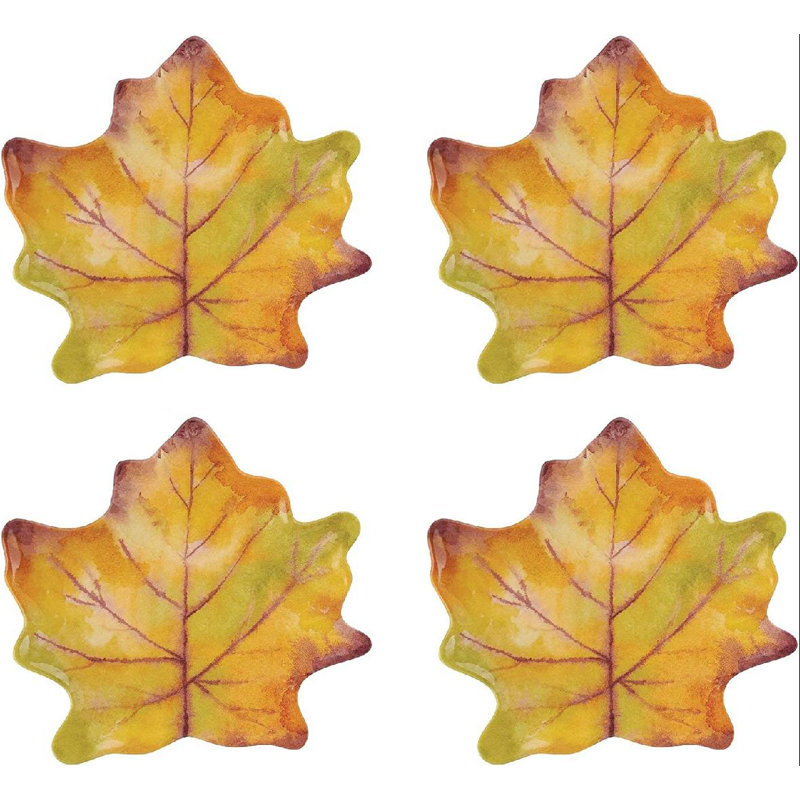 jintokys 4Piece 9.5 Inch Melamine Serving Plate/Dinner Plates (Maple